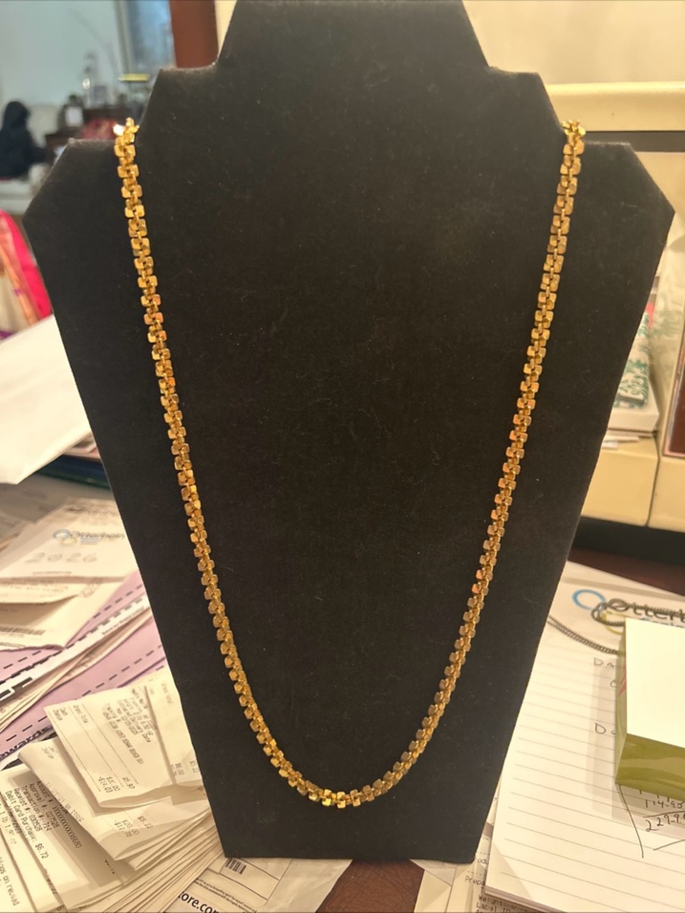 Vintage Gold Tone Nugget chunky 18” Chain Necklace for Women